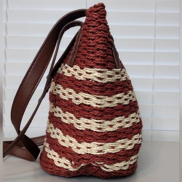 Sun N Sand Horizontal Striped Straw Summer Boho Hand Shoulder Bag - Picture 4 of 14